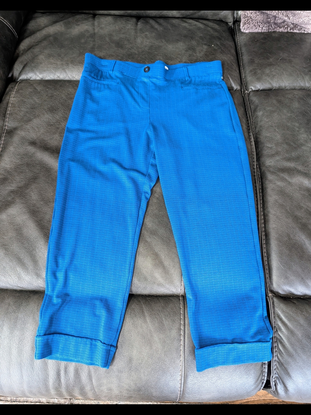 Betabrand Royal Blue Cuffed Cropped Work Pants